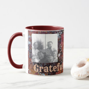 Taza Agradecidos por fotos familiares que caen hojas