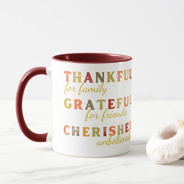 Taza Agradecidos y agradecidos amigos del Día de Acción (Con donut)