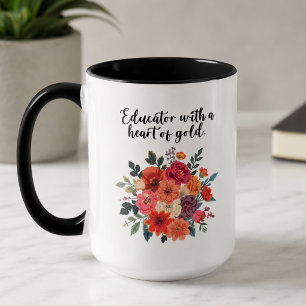 Taza Agradecimiento al educador dedicado con corazón de