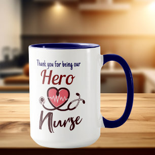 Taza Agradecimiento Lindo Enfermera Tipografía Rosa Per