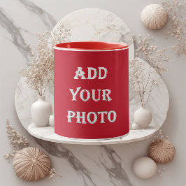 Taza Agrega tu foto Romántico Rojo Recién Casados Perso