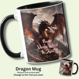 Taza Agrega tu texto - Dragón de Fuego con Alas Rojas c