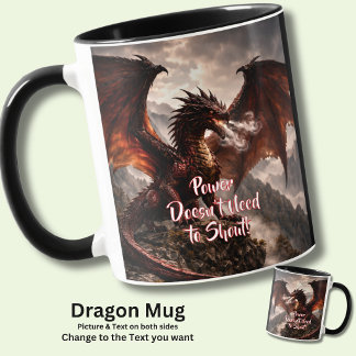 Taza Agrega tu texto - Dragón de Fuego con Alas Rojas c