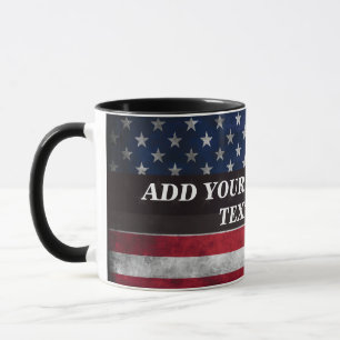 Taza Agrega tu texto en la bandera americana