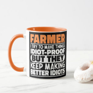 Taza Agricultor Intento Hacer Cosas Divertidas En Culti