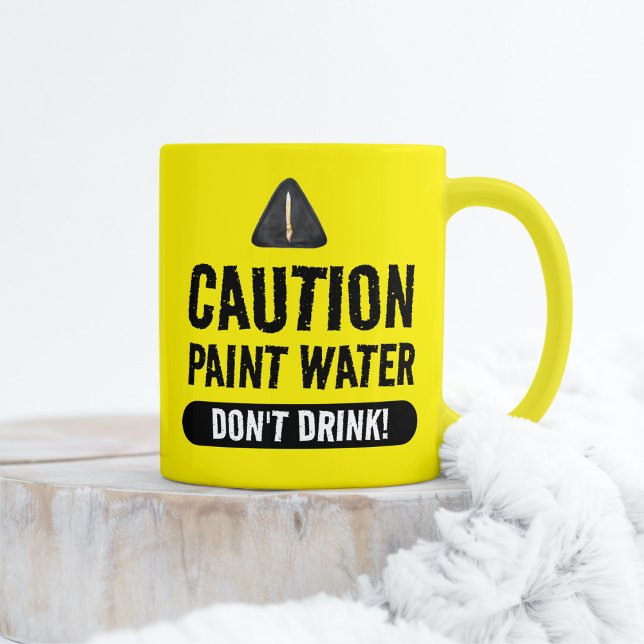 Taza Agua divertida pintada de amarillo para artistas (Subido por el creador)
