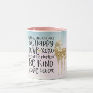Taza Agua rosa amarillo Aqua de unicornio Inspirador
