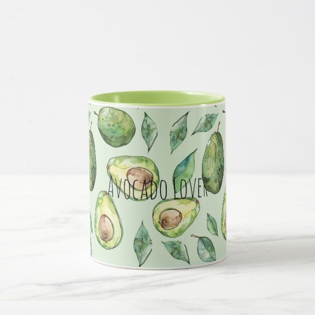 Taza Aguacates verdes y hojas (Centro)