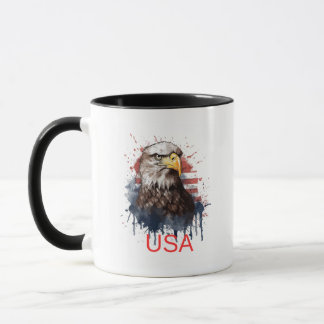 Taza Águila calva americana majestuosa en acuarela