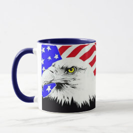 Taza Águila calva y bandera estadounidense