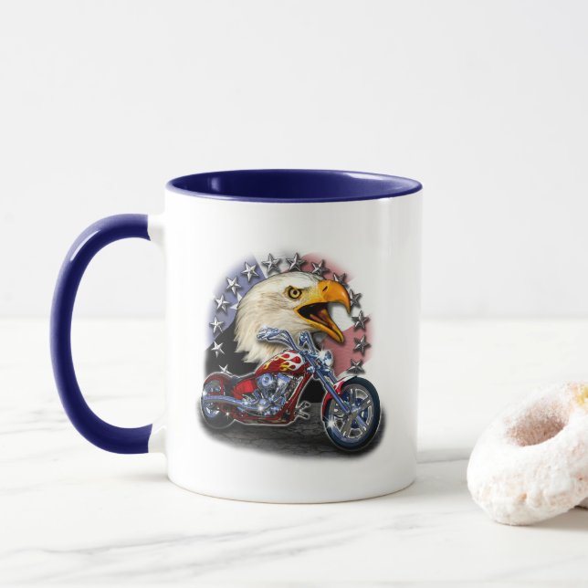 Taza Águila de motocicleta patriótica (Con donut)