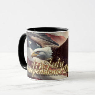 Taza Águila del 4 de Julio con bandera americana