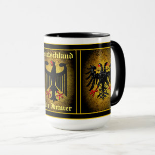 Taza Águila doble negra alemana/imprimente de piel ale