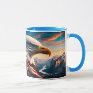 Taza Águila majestuosa combinada con bandera estadounid
