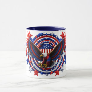 Taza Águila Neón Patriótica Explosión – Rojo Blanco & A