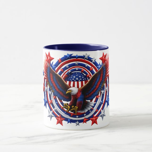 Taza Águila Neón Patriótica Explosión – Rojo Blanco & A (Centro)