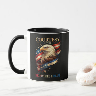 Taza Águila Patriótica Roja Blanca y Azul Vintage