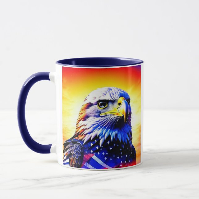 Taza Águila patriótica y papá personalizado de la bande (Izquierda)