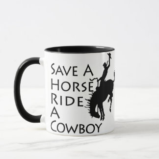 Taza Ahorre un paseo del caballo un vaquero