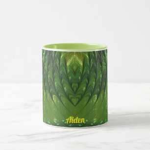 Taza AIDEN ~ Zany 3D Fractal ~ Green Lover Mug