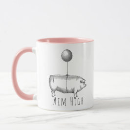 Taza Aim High Cute Pig and Balloon Inspirational