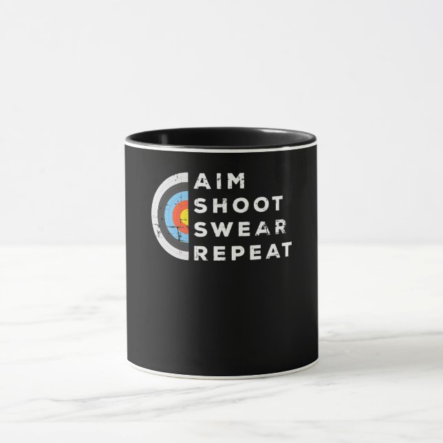 Taza Aim Shoot Swear Repetir Regalo de Arco Disfrazado  (Centro)