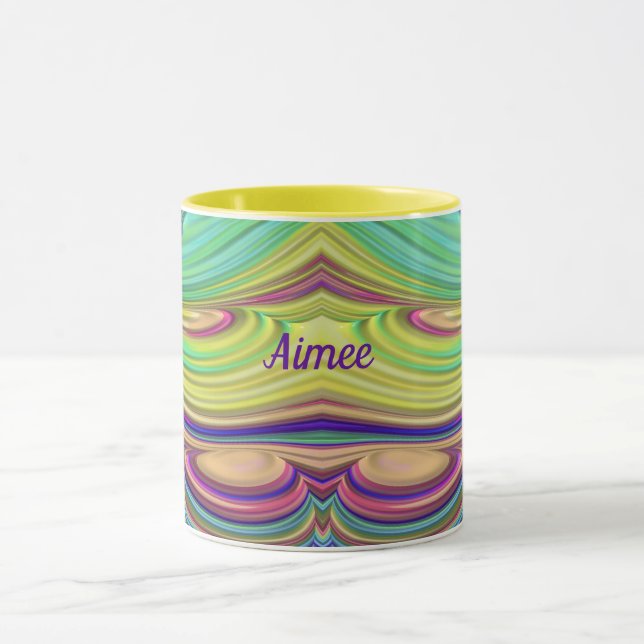 Taza AIMEE ~ Zany 3D ~ Colgar amarillo índigo verde ros (Centro)