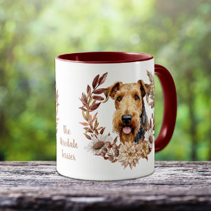 Taza Airedale Terrier Dog Autumn Wreath