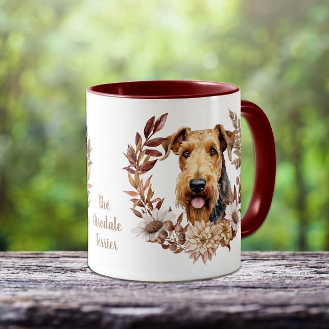 Taza Airedale Terrier Dog Autumn Wreath (Subido por el creador)