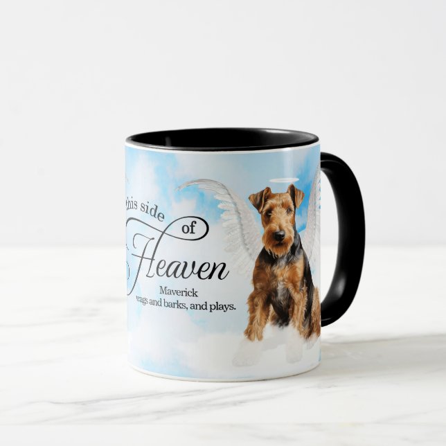 Taza Airedale Terrier Dog Heaven Personalized Memorial (Anverso derecho)