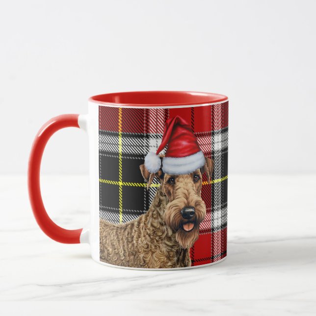 Taza Airedale Terrier Dog Lover Navidades de vacaciones (Izquierda)