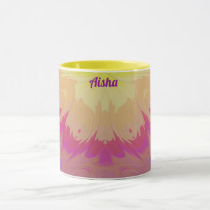 Taza AISHA ~Loco fractal 3D ~ Rosa Púrpura Azul Amarill