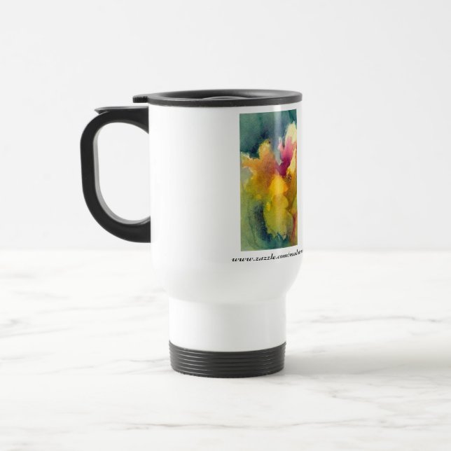 Taza aislada iris de hadas amarillo del viaje (Izquierda)