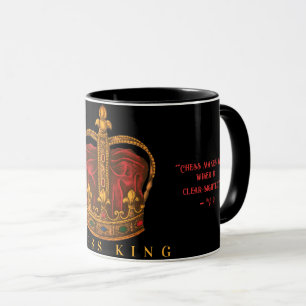 Taza Ajedrez Shakhmaty Rey Negro Rojo Ruso  