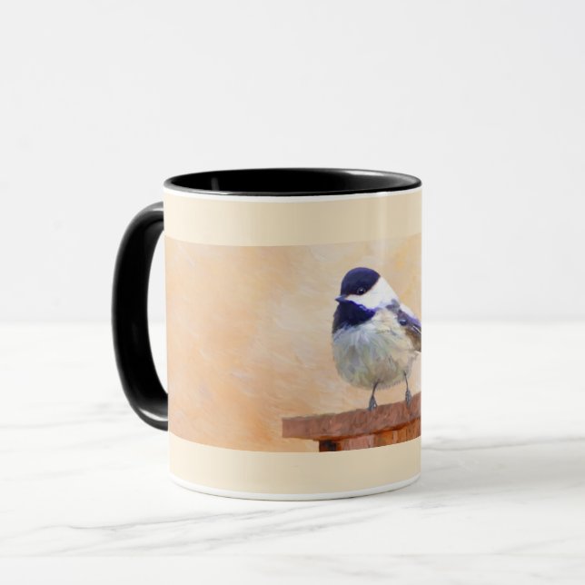Taza Ajedrez sobre pintura de aves original (Anverso izquierdo)