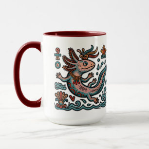 Taza Ajolote Azteca Xolotl piedra erosionada arte triba