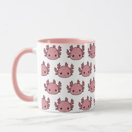 Taza ajolote rosa kawaii