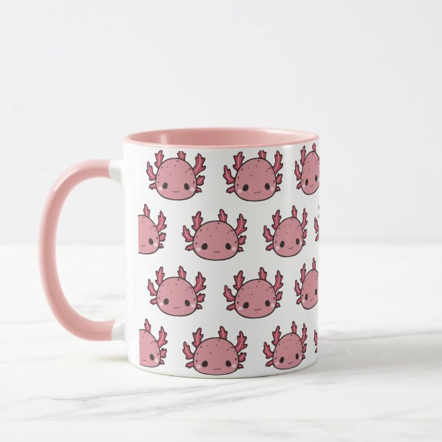 Taza ajolote rosa kawaii (Izquierda)