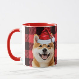 Taza Akita Dog Lover Holiday Buffalo Plaid Christmas