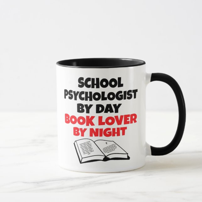Taza Al psicólogo escolar le encanta leer (Derecha)