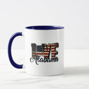 Taza Alabama Estrella Y Rayas De Bandera Estadounidense