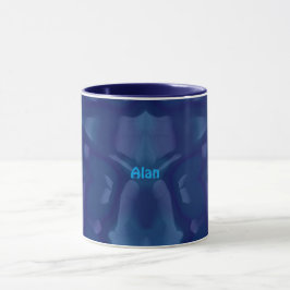 Taza ALAN ~ Zany 3D Fractal ~ Sombras de azul