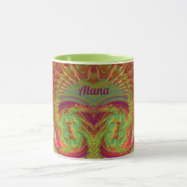 Taza ALANA ~ Zany 3D ~ Naranja brillante, amarillo y pú