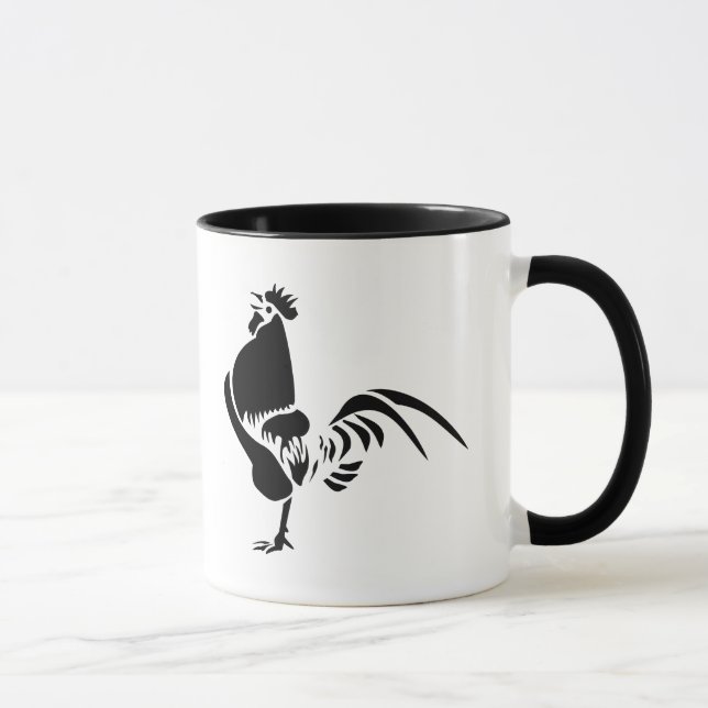 Taza Alarma de Buenos Días en gallo negro (Derecha)
