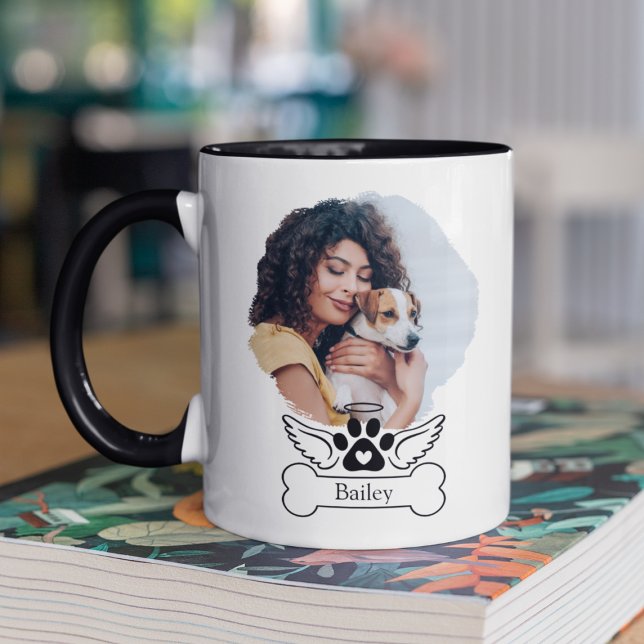 Taza Alas Ángel conmemorativas de perros fotográficos p (Personalized Photo Dog Memorial Angel Wings Mug
)