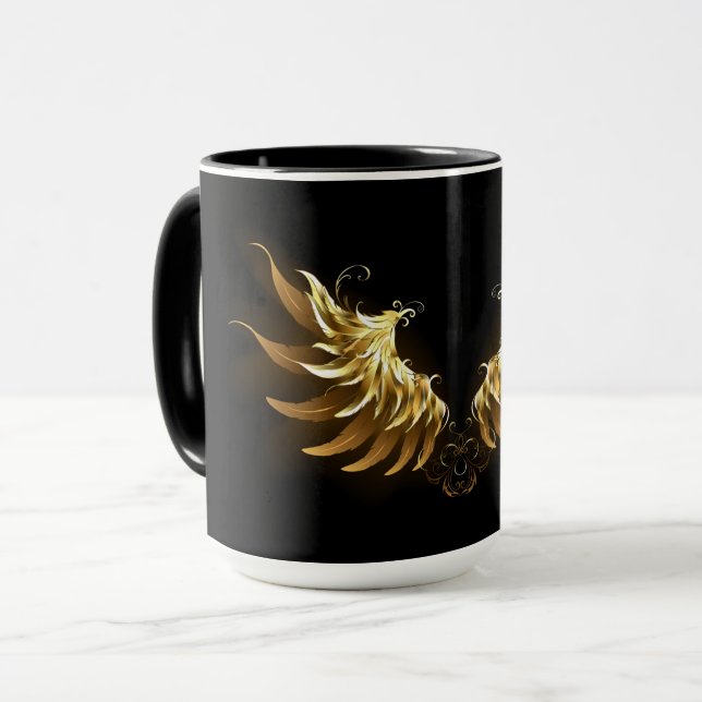 Taza Alas del Ángel de Oro sobre fondo negro (Anverso izquierdo)