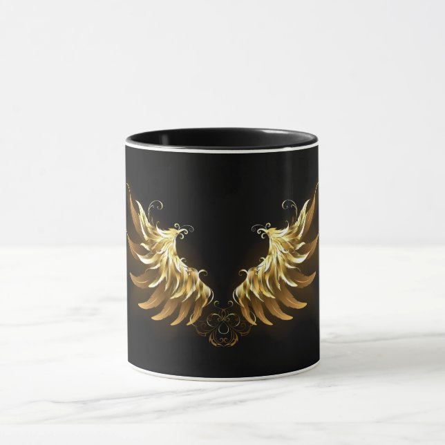 Taza Alas del Ángel de Oro sobre fondo negro (Centro)