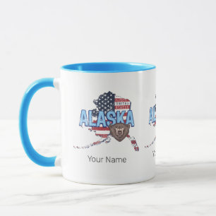 Taza Alaska State Estados Unidos Map Vintage USA
