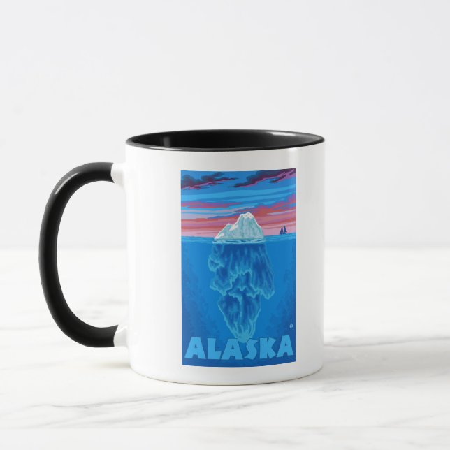 Taza AlaskaIceberg Poster de Viajes de Vintage (Izquierda)