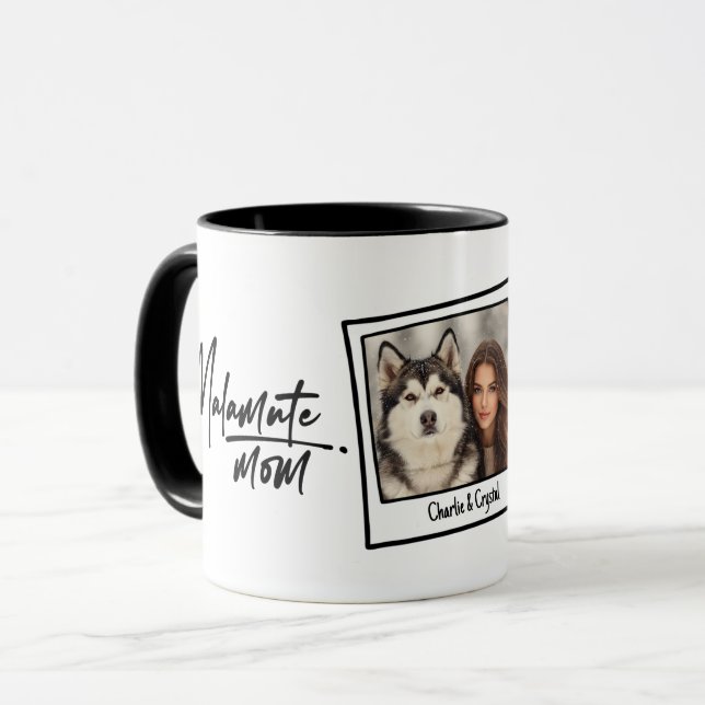Taza Alaskan Malamute Mom Custom Photo & Name Fun Chic (Anverso izquierdo)